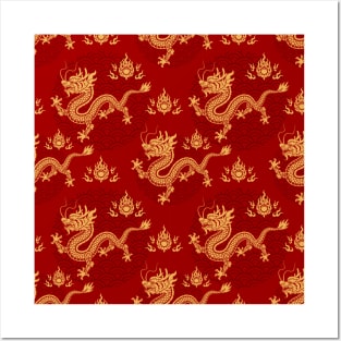 Year of the dragon pattern Lunar year 2024 Posters and Art